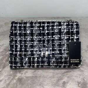 Badgley Mischka Monochrome Tweed Bag